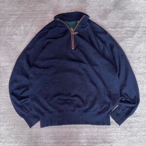 Navy blue old money wool orvis quarter zip sweater 1/4 zip